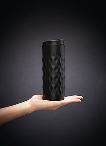 GEOMETRIC Termohrnek s objemem 350ml, geometrický vzor, černý