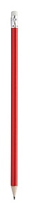 GORETA Dřevěná tužka s gumou, červená - reklamní předměty