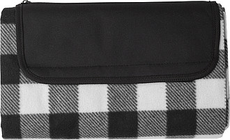 GRASA Kostkovaná pikniková deka z RPET, černá - ekologické reklamní předměty