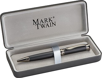Guľôčkové pero s modrou náplňou, značka MARK TWAIN, v darčekovej krabičke