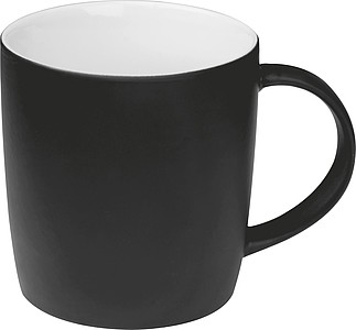 Gumovaný keramický hrnček, 300ml, čierny
