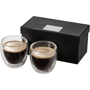HEMERA Sada 2 sklenených dvojstenových hrnčekov na espresso