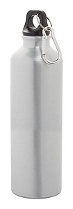 Hliníková láhev na pití, 750ml, s karabinkou, stříbrná