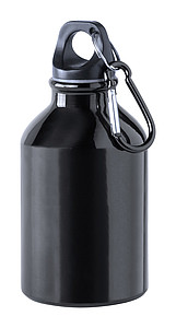 Hliníková láhev na pití s karabinou, 300ml, černá
