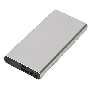 Hliníková powerbanka 10 000 mAh, strieborná