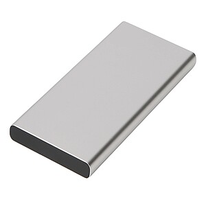 Hliníková powerbanka 10 000 mAh, strieborná
