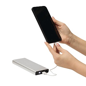Hliníková powerbanka 10 000 mAh, strieborná