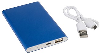 Hliníková powerbanka s kapacitou 4000 mAh v elegantnom kovovom puzdre, kráľovská modrá