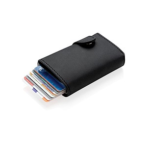 Hliníkové RFID puzdro na karty s PU peňaženkou, čierna