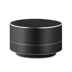 Hliníkový bluetooth reproduktor se světlem na spodní straně, černý - ekologické reklamní předměty