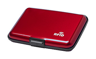 Hliníkový obal na karty s RFID ochranou, červený