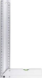 Hliníkový úhelník s integrovanou vodováhou, stříbrná