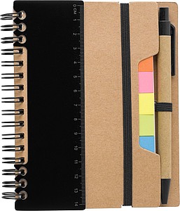 HORIXO Linkovaný zápisník se značkovacími lístky a kuličkovým perem, černá - reklamní zápisník