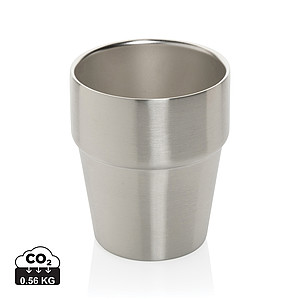 Hrnček s dvojitou stenou, 300 ml, recyklovaná oceľ, strieborný