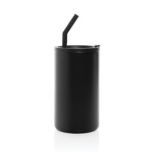 Hrnek s brčkem 800 ml z recyklované oceli s certifikací RCS, černá