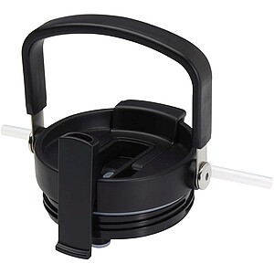 Hrnek s vakuovou a měděnou izolací 900 ml z recyklované nerezové oceli s víčkem s dvojitou funkcí, černá