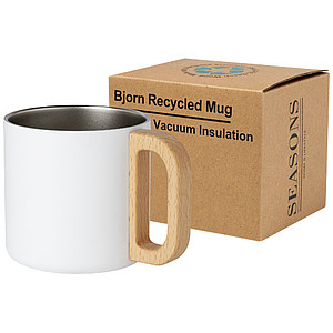 Hrnek z recyklované nerezové oceli, 360ml, bílý