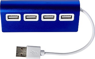 HUBERT Hliníkový USB rozbočovač se 4 porty, modrý