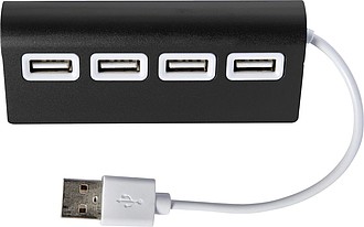 HUBERT Hliníkový USB rozbočovač so 4 portami, čierny