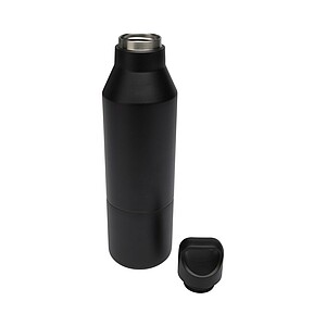 Izolovaná láhev z recyklované nerezové oceli s certifikací RCS o objemu 600 ml a kelímkem o objemu 300 ml, černá