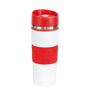 JAKOPEC Nerezový termohrnček o objeme 400 ml, bielo červený