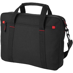 Jednoduchá taška na laptop, čierna, červené doplnky