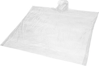 Jednorazové pončo pláštenka z recyklovaného plastu, biela