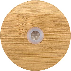 Jednostěnná borosilikátová skleněná láhev s bambusovým víčkem 500 ml, transparentní