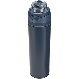 Jednostěnná láhev na vodu z recyklované nerezové oceli se sklopnou slámkou, 800 ml, námořní modrá