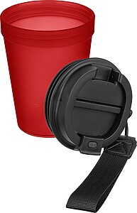 Jednostěnný termohrnek se šňůrkou na zápěstí 350 ml, červená