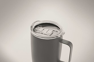 KADIR Dvoustěnný nerezový termohrnek s víčkem a korkovým dnem, 300 ml, šedá