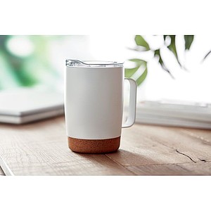 KADIR Termohrnek nerezový s víčkem a korkovým dnem, 300 ml, bílá
