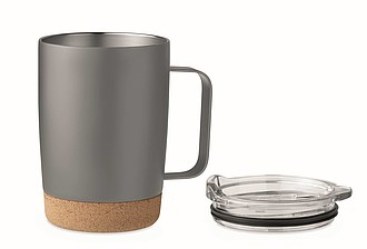 KADIR Termohrnek nerezový s víčkem a korkovým dnem, 300 ml, šedá