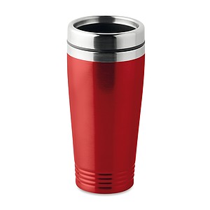 KAKADU Dvojstenný termohrnček, nerezový s plastovým viečkom, objem 400 ml, červená