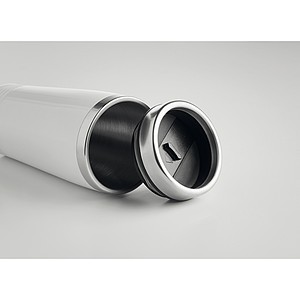 KAKADU Dvoustěnný termohrnek, nerezový s plastovým víčkem, objem 400 ml, bílá