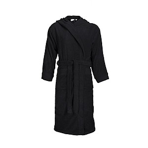 KALEBA Kvalitný župan s kapucňou, čierna, L/XL