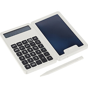 Kalkulačka s LCD psací plochou z recyklovaných materiálů, bílá