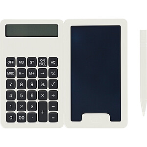 Kalkulačka s LCD psací plochou z recyklovaných materiálů, bílá