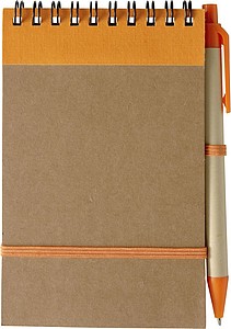 KARIOL Linkovaný poznámkový blok s kuličkovým perem a gumičkou, 70 stran, oranžová - reklamní bloky