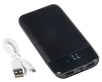 KASIAN Hliníková powerbanka s kapacitou 8000 mAh a LED displejem, černá