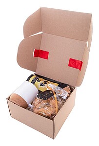 Kávová dárková sada obsahující hrnek, kávu Costa Rica (40 g), řemeslné cantuccini (100 g) a vánoční klíčenku