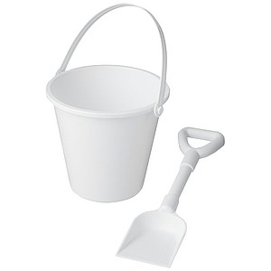 Kbelík a lopatka na písek z recyklovaného plastu, bílé