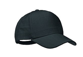 KENDIR Pětipanelová baseballová čepice z konopné látky, černá - reklamní kšiltovky