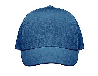 KENDIR Pětipanelová baseballová kšiltovka z konopné látky, modrá