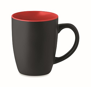 Keramický hrnček, 290ml, z vonku čierny, vo vnútri červený