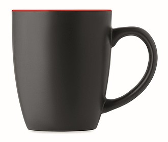 Keramický hrnček, 290ml, z vonku čierny, vo vnútri červený