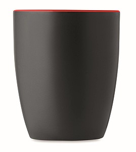Keramický hrnček, 290ml, z vonku čierny, vo vnútri červený