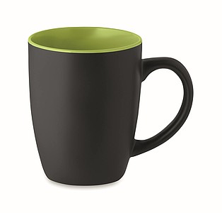 Keramický hrnček, 290ml, z vonku čierny, vo vnútri limetkový
