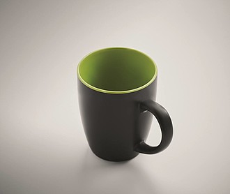 Keramický hrnček, 290ml, z vonku čierny, vo vnútri limetkový
