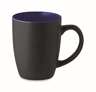 Keramický hrnček, 290ml, z vonku čierny, vo vnútri tmavomodrý